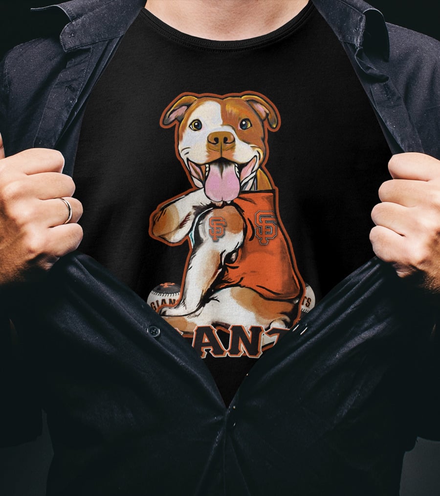 Pittbull San Francisco Giants Dog Logo Orange And Black T-Shirt