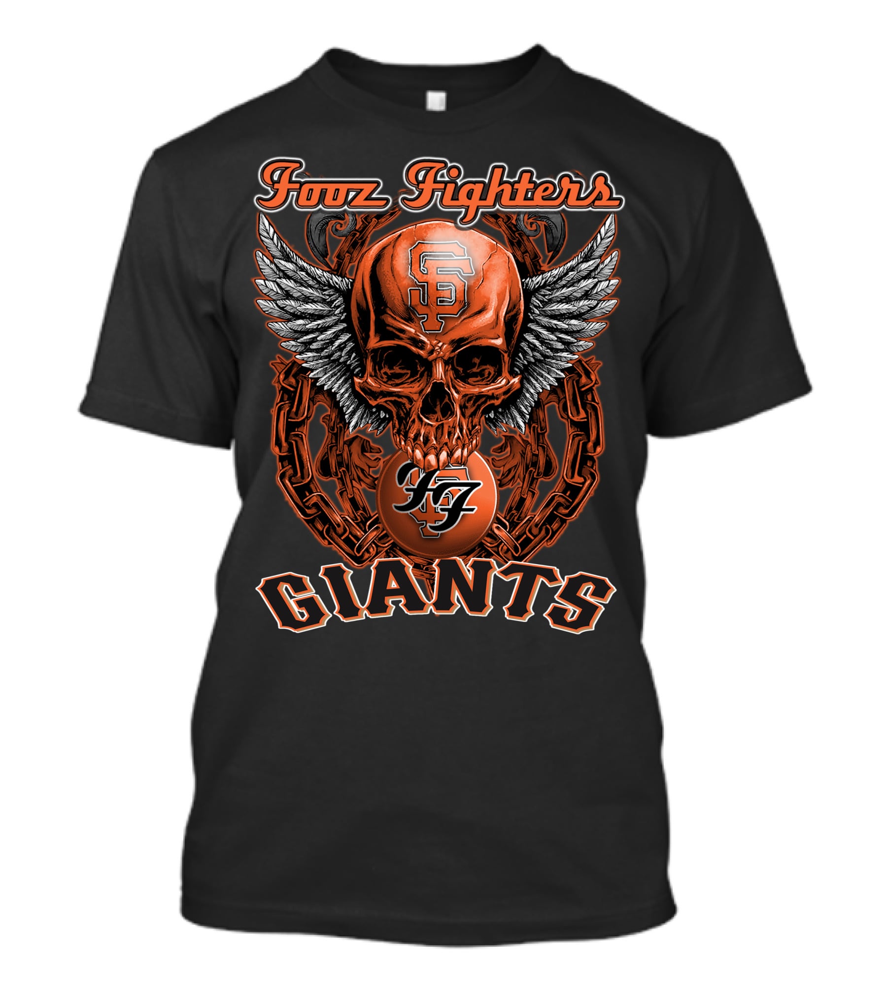 Foo Fighters SF Giants Skull Wings Chains T-Shirt