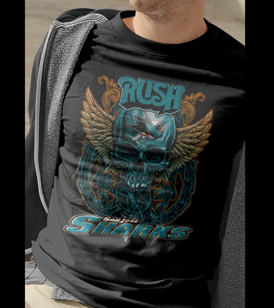 Rush San Jose Sharks Skull Winged Emblem T-Shirt