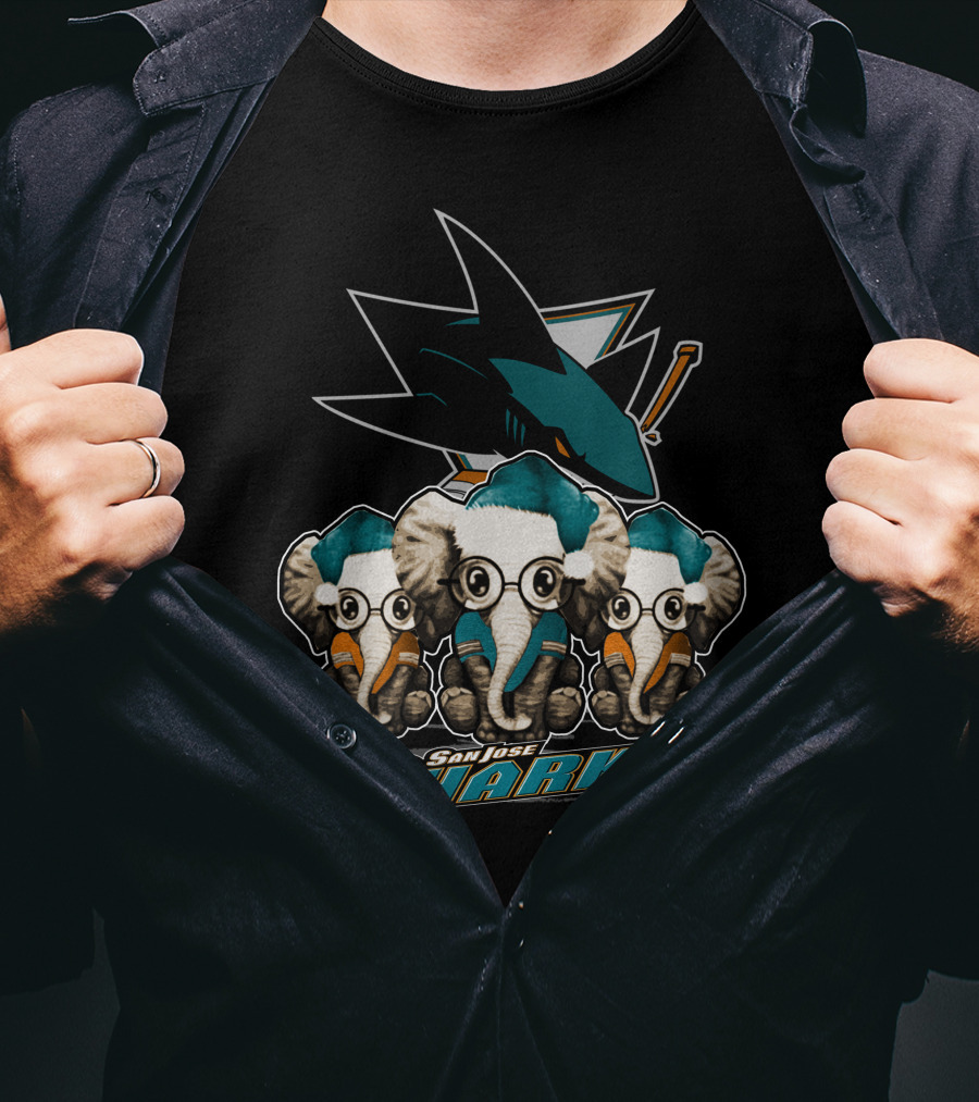 San Jose Sharks Elephants Xmas Trio T-Shirt
