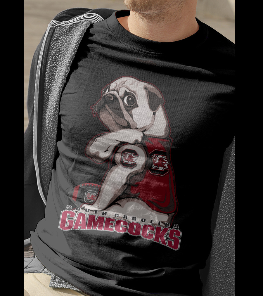 Pug Wearing South Carolina Gamecocks Football Jersey T-Shirt