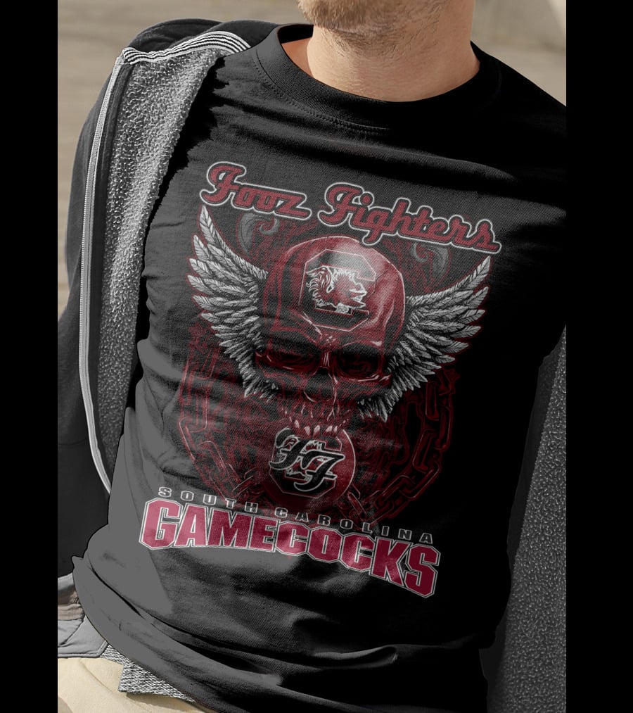 Fooz Fighters South Carolina Gamecocks Skull Wings T-Shirt