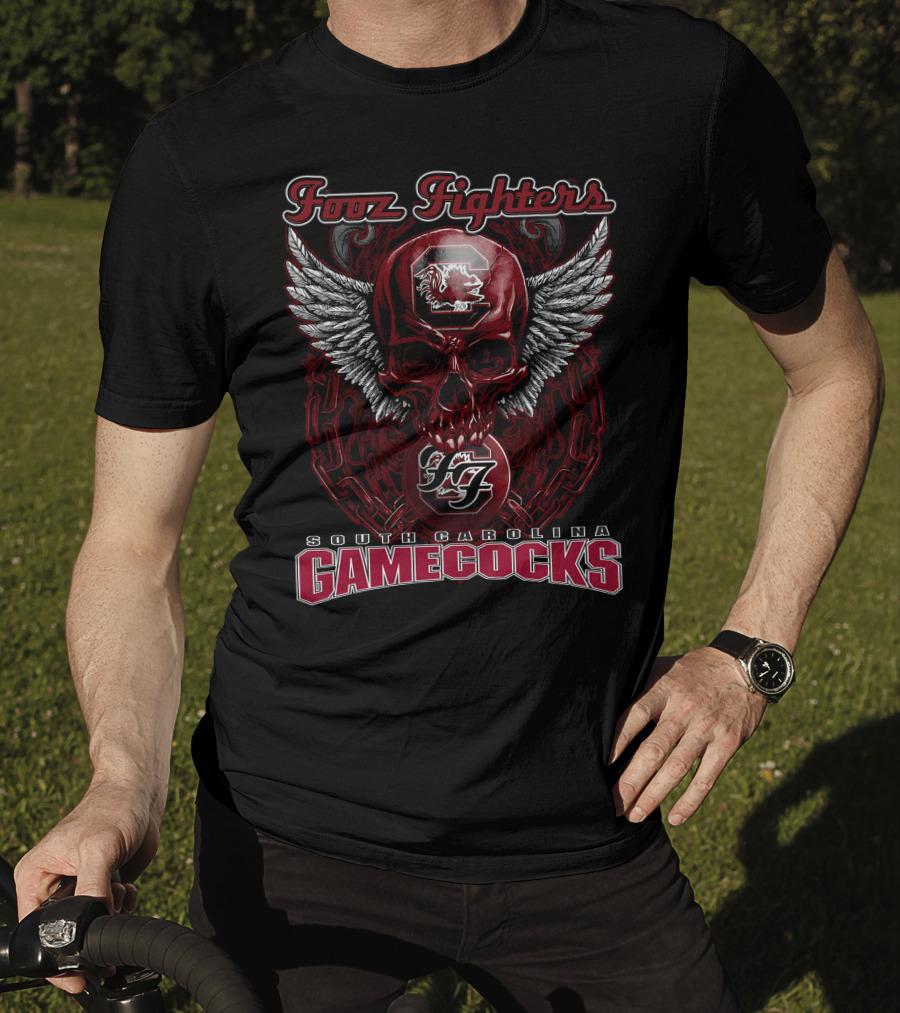 Fooz Fighters South Carolina Gamecocks Skull Wings T-Shirt