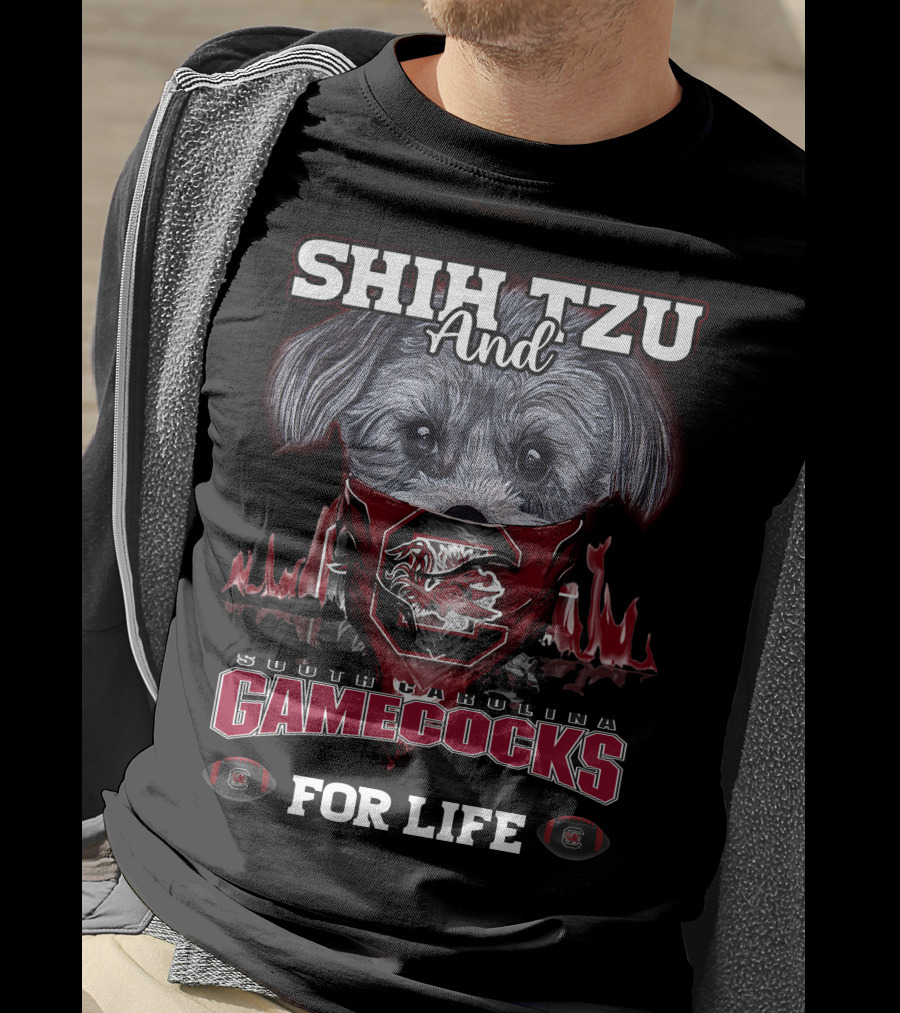 Shih Tzu And South Carolina Gamecocks For Life T-Shirt