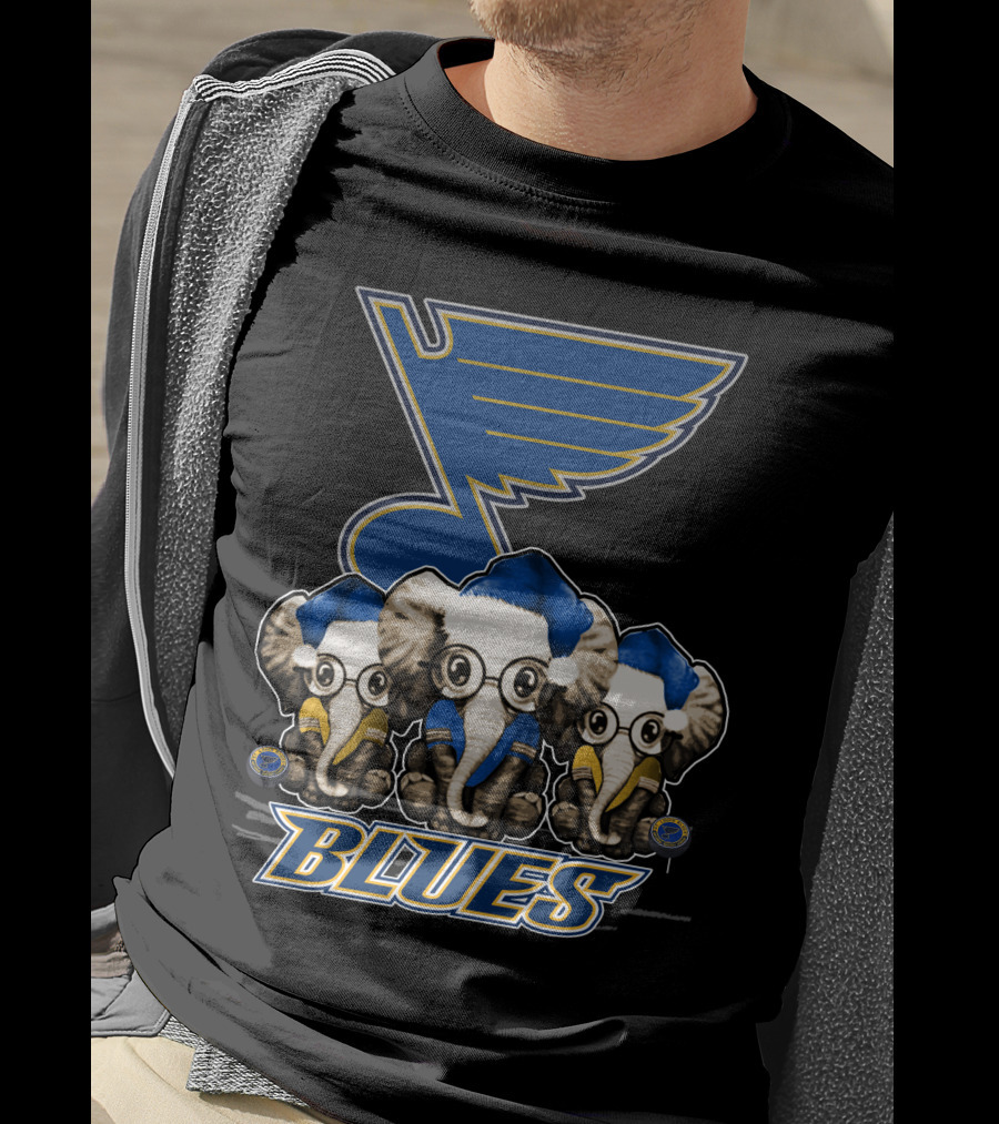 Elephan Xmas St. Louis Blues Hockey Elephants T-Shirt