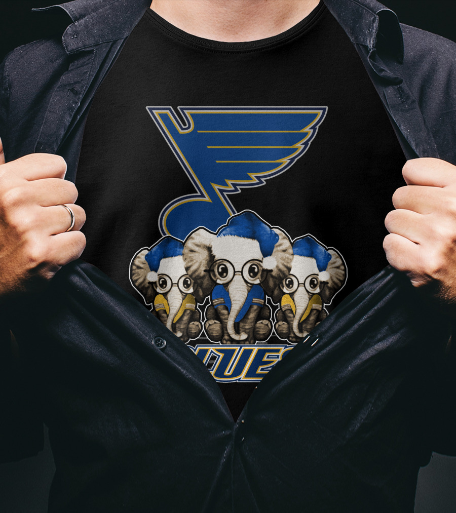 Elephan Xmas St. Louis Blues Hockey Elephants T-Shirt