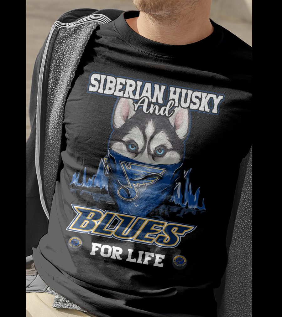 Siberian Husky And St. Louis Blues For Life T-Shirt