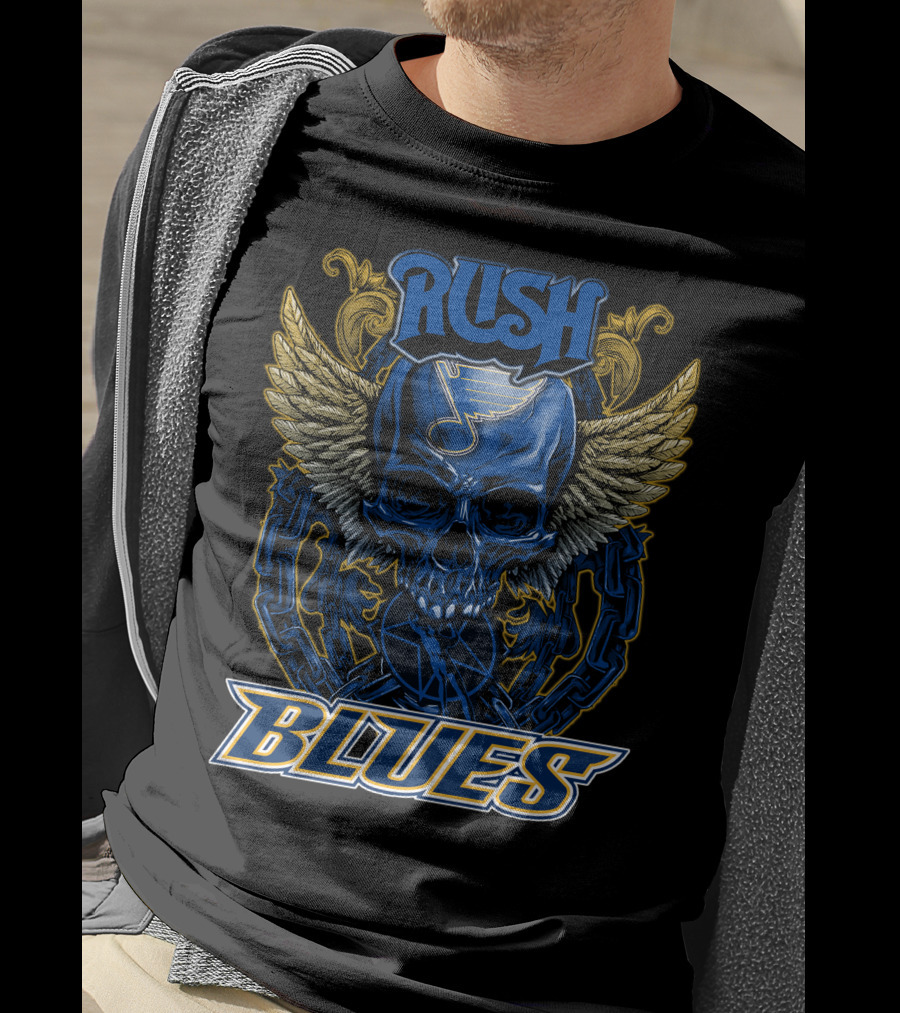 Rush St. Louis Blues Skull With Wings And Chains T-Shirt