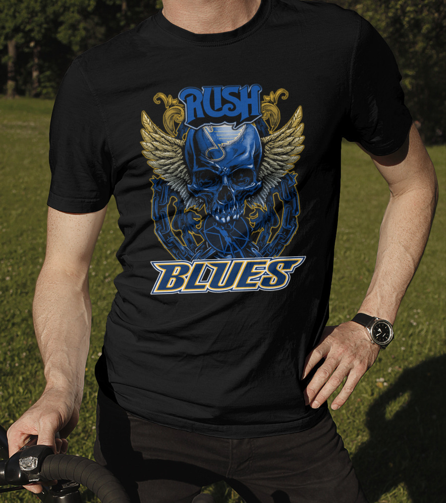 Rush St. Louis Blues Skull With Wings And Chains T-Shirt