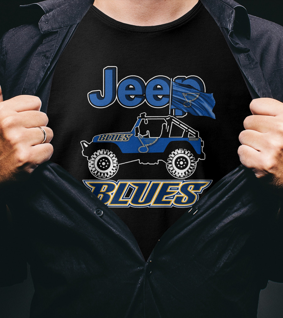 Jeep St. Louis Blues Flag And Vehicle Fan Gear T-Shirt