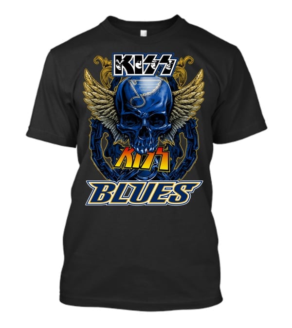 Kiss St. Louis Blues Skull With Wings And Chains T-Shirt