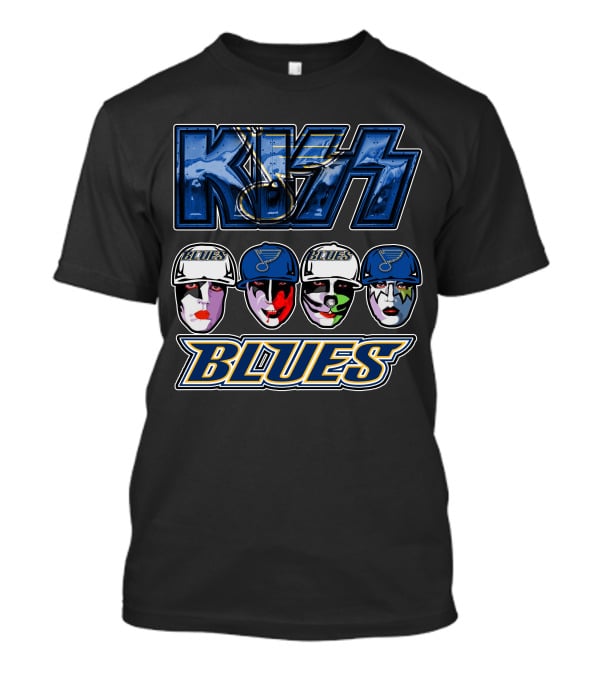 Kiss St. Louis Blues Logo Face Art Collaboration T-Shirt