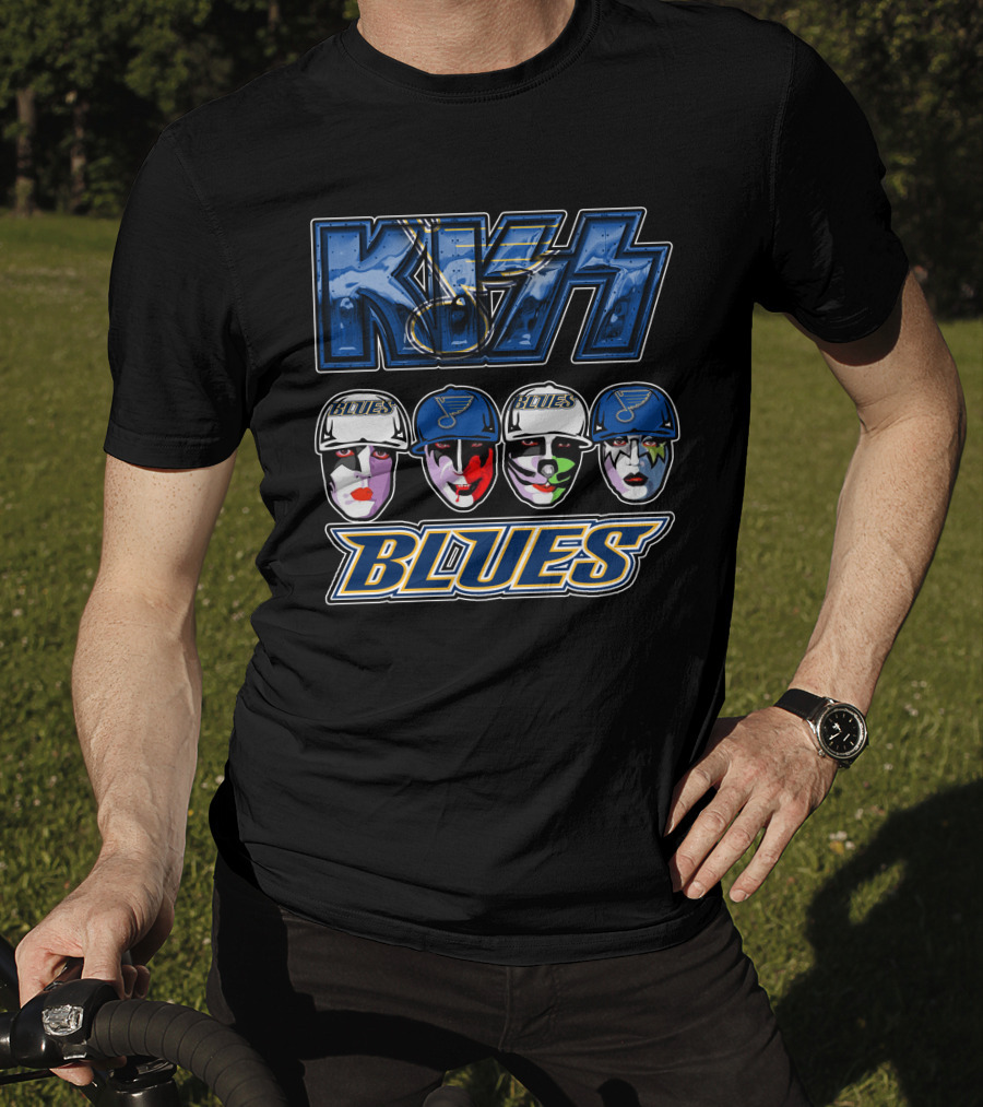 Kiss St. Louis Blues Logo Face Art Collaboration T-Shirt
