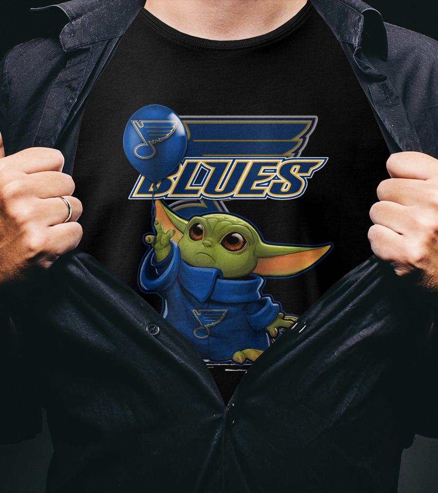 Yoda Baby St. Louis Blues Logo Balloon T-Shirt