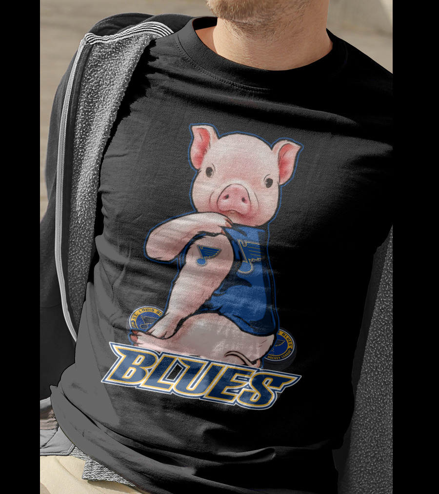 Pig Wearing St. Louis Blues Logo T-Shirt
