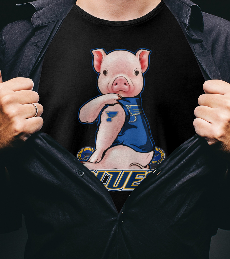 Pig Wearing St. Louis Blues Logo T-Shirt
