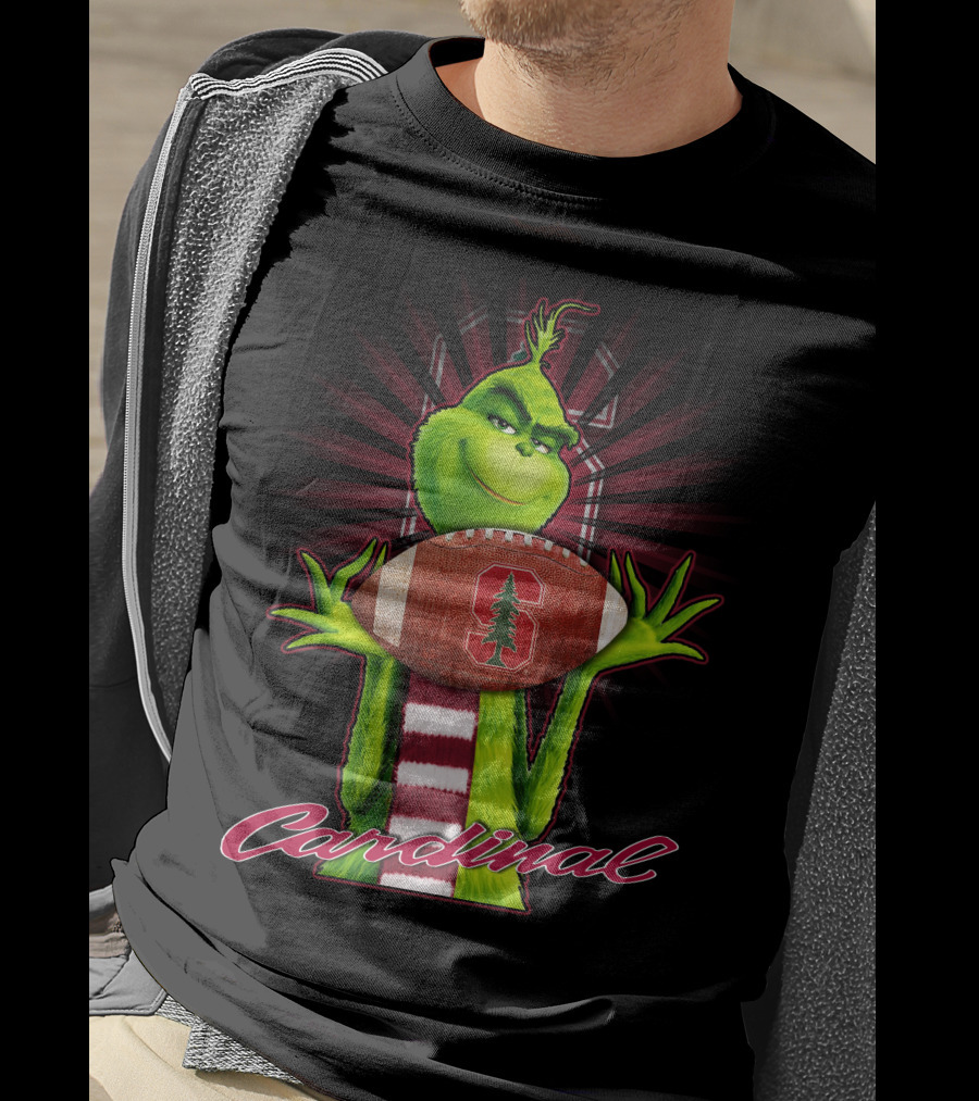 Grinch Holding Stanford Football Cardinal T-Shirt