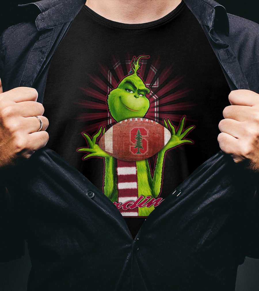Grinch Holding Stanford Football Cardinal T-Shirt