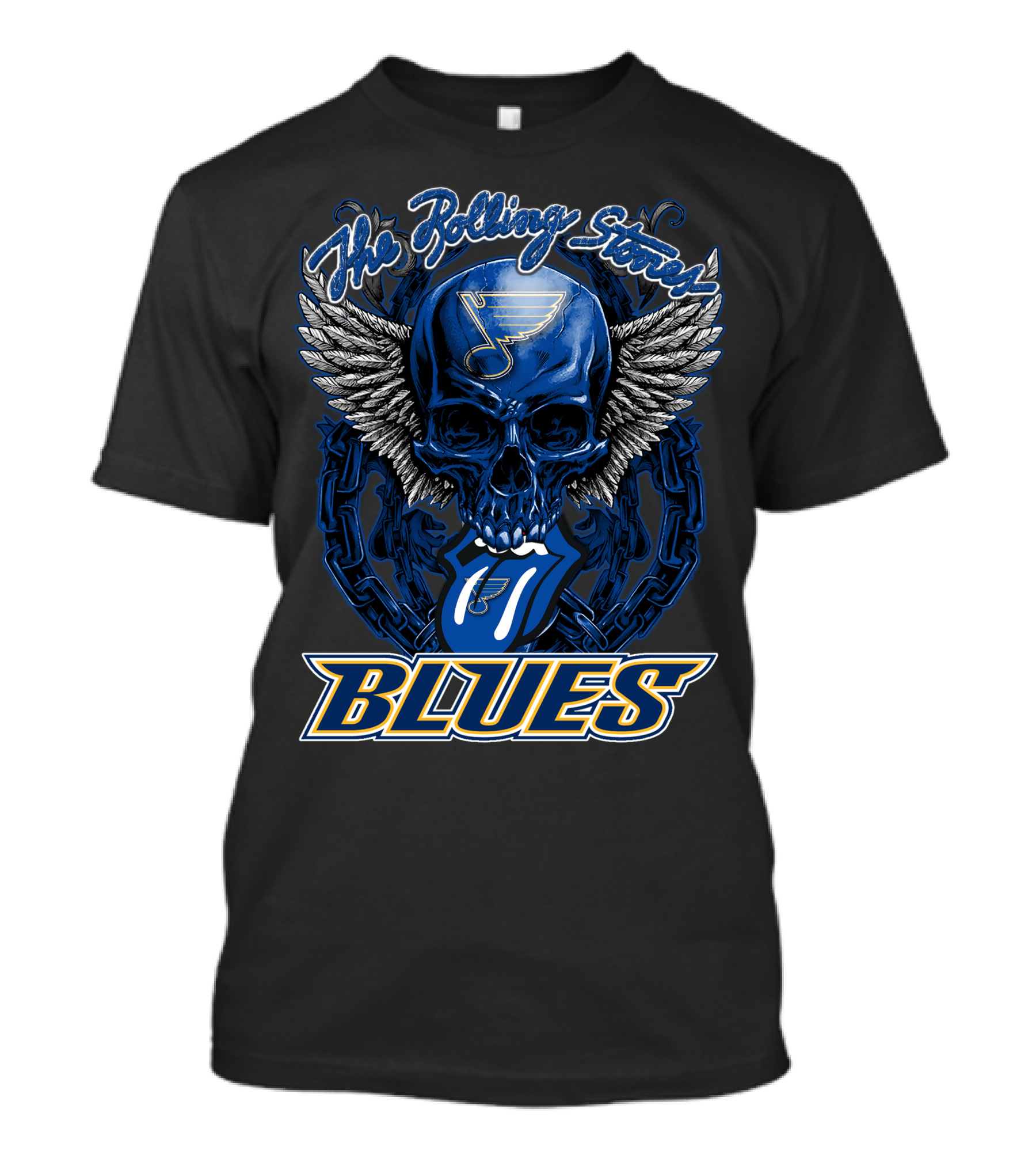 The Rolling Stones St. Louis Blues Skull Wings Tongue T-Shirt