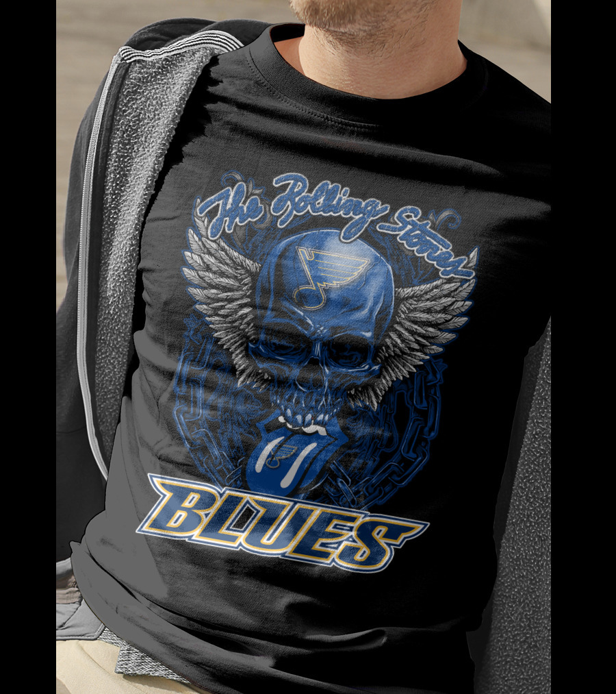 The Rolling Stones St. Louis Blues Skull Wings Tongue T-Shirt