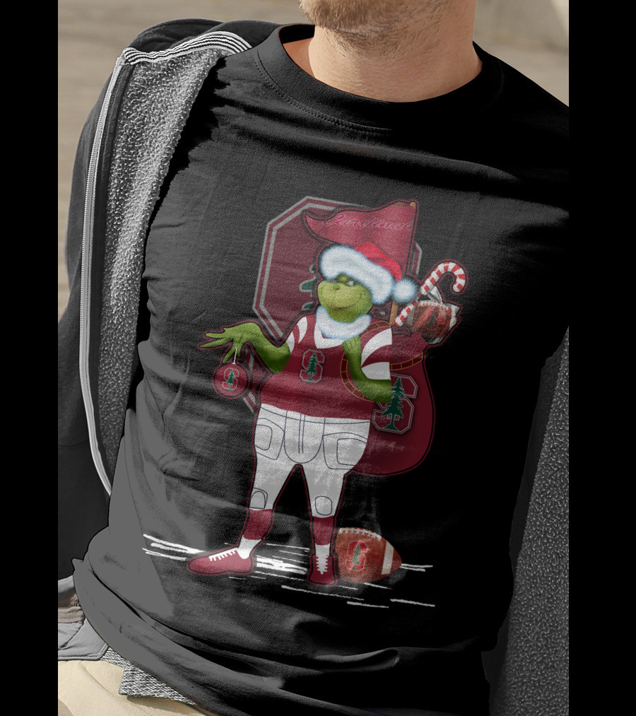 Grinchxmas Stanford Cardinal Christmas Football Santa Grinch T-Shirt