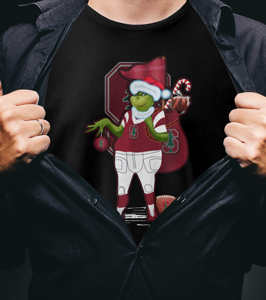 Grinchxmas Stanford Cardinal Christmas Football Santa Grinch T-Shirt
