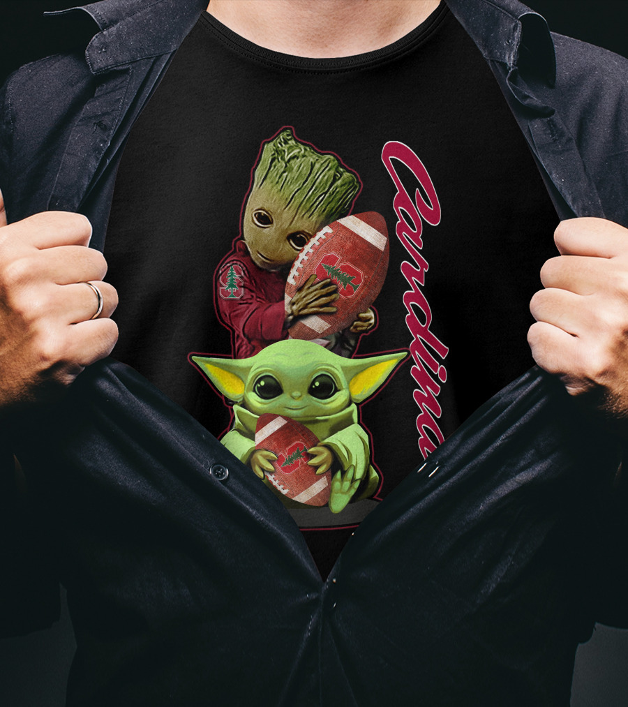 Grzd Stanford Cardinal Groot Baby Yoda Football T-Shirt