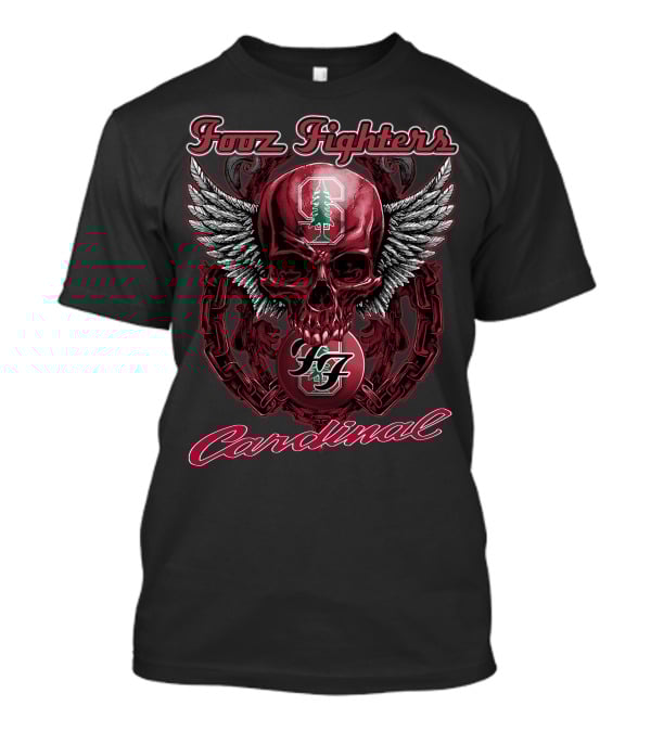 Foo Fighters Stanford Cardinal Skull Wings Chains T-Shirt