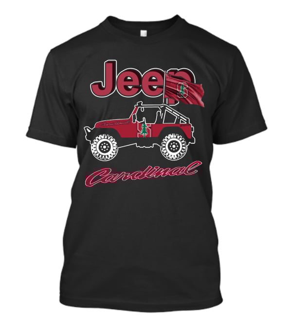 Jeep Stanford Cardinal With Redwood Tree Logo Flag T-Shirt