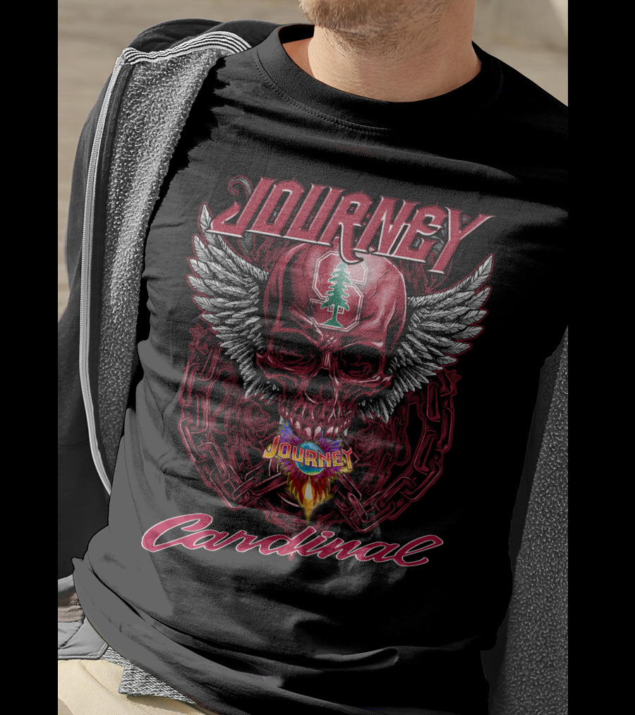 Journey Stanford Cardinal Skull Wings Flame T-Shirt