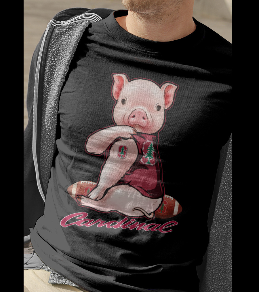 Stanford Cardinal Pig With Football And Tree T-Shirt