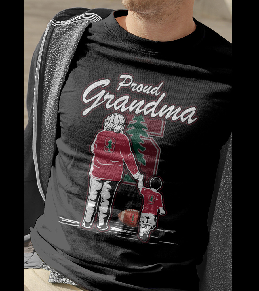 Proud Grandma Stanford Cardinal Football Fan With Logo And Tree T-Shirt