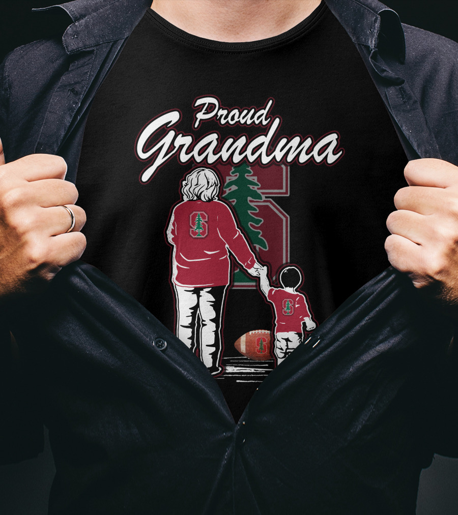 Proud Grandma Stanford Cardinal Football Fan With Logo And Tree T-Shirt