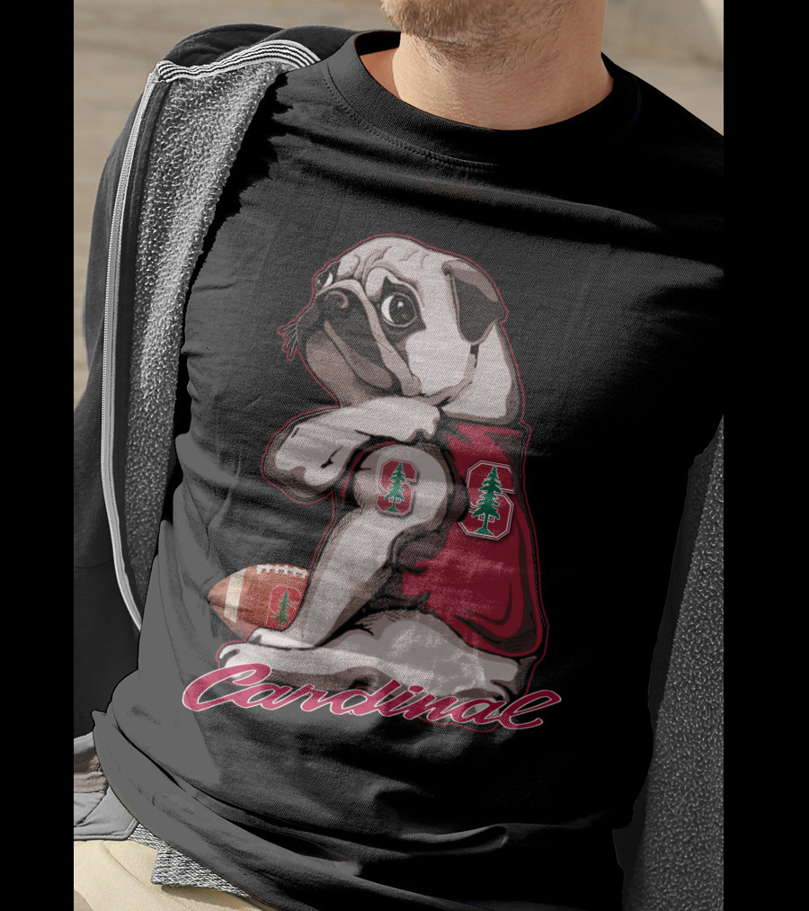 Pug Cardinal Stanford Football Tree T-Shirt