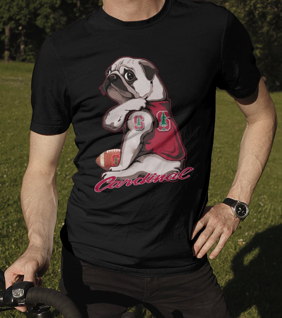 Pug Cardinal Stanford Football Tree T-Shirt