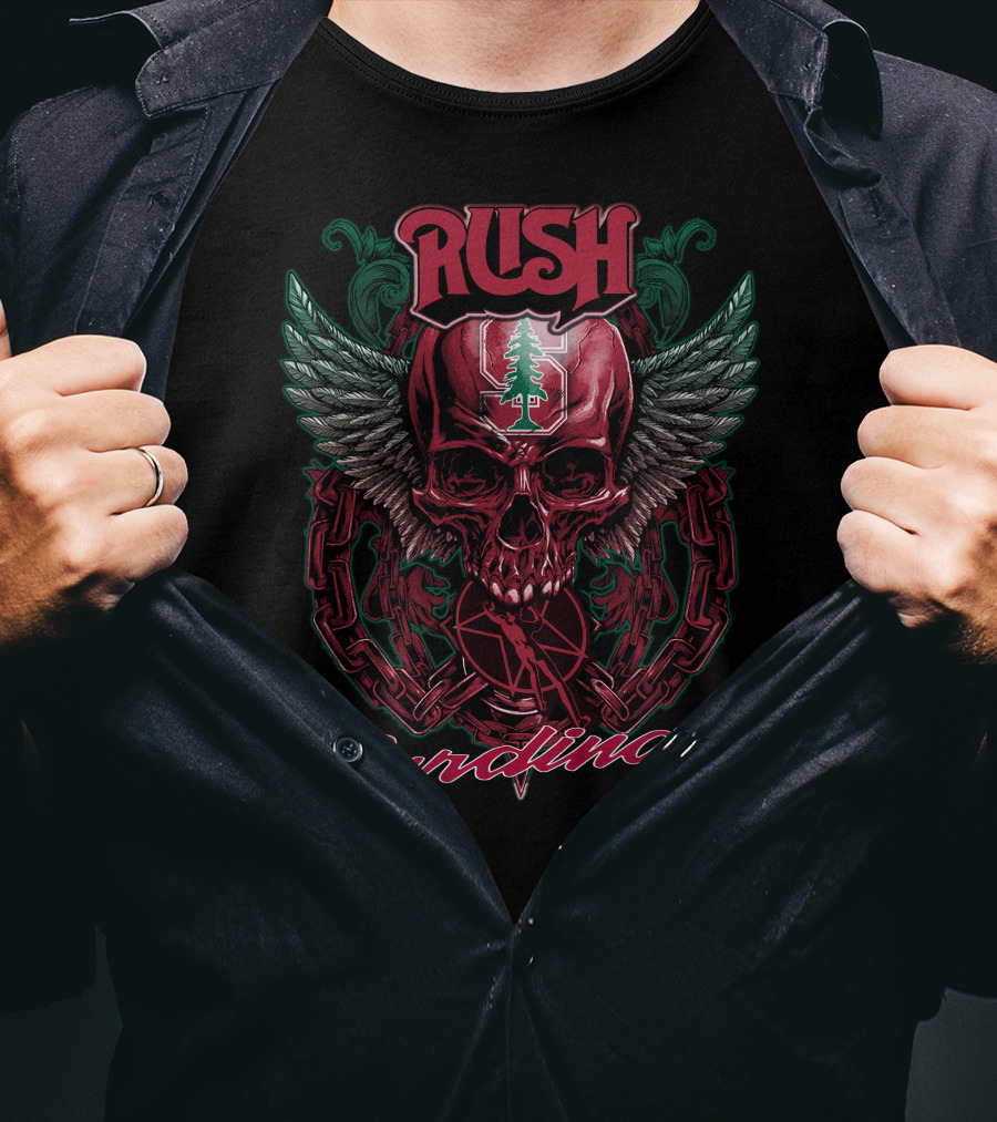 Rush Stanford Cardinal Winged Skull And Chains T-Shirt