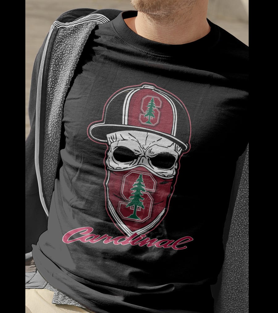 Stanford Cardinal Skull Hat T-Shirt