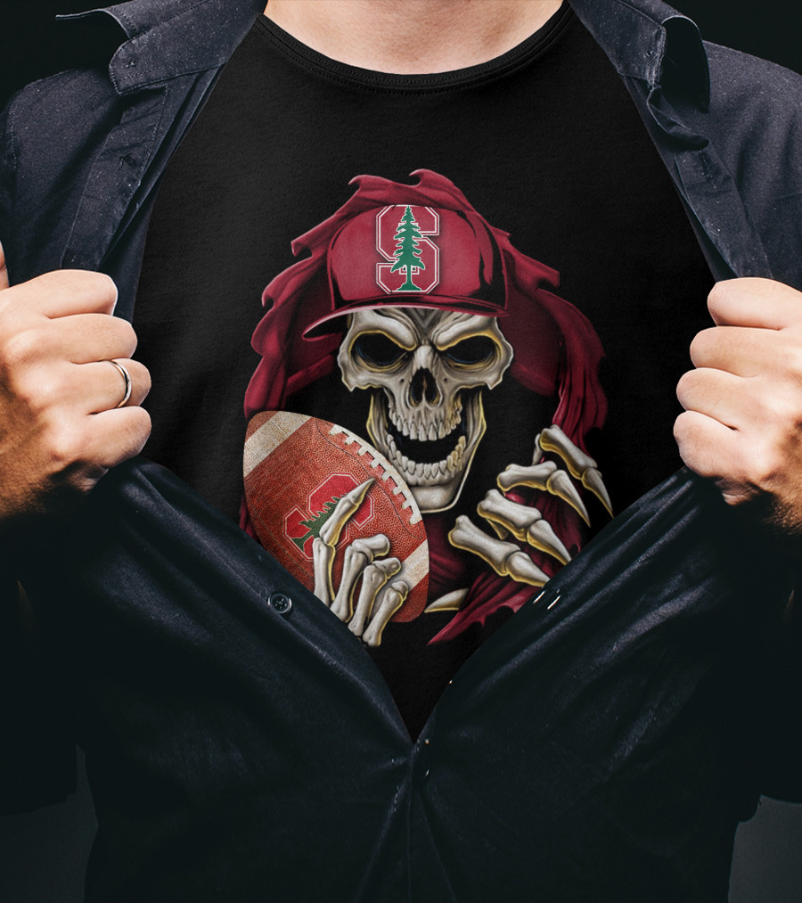 Skullbong Stanford Cardinal Skeleton Football T-Shirt