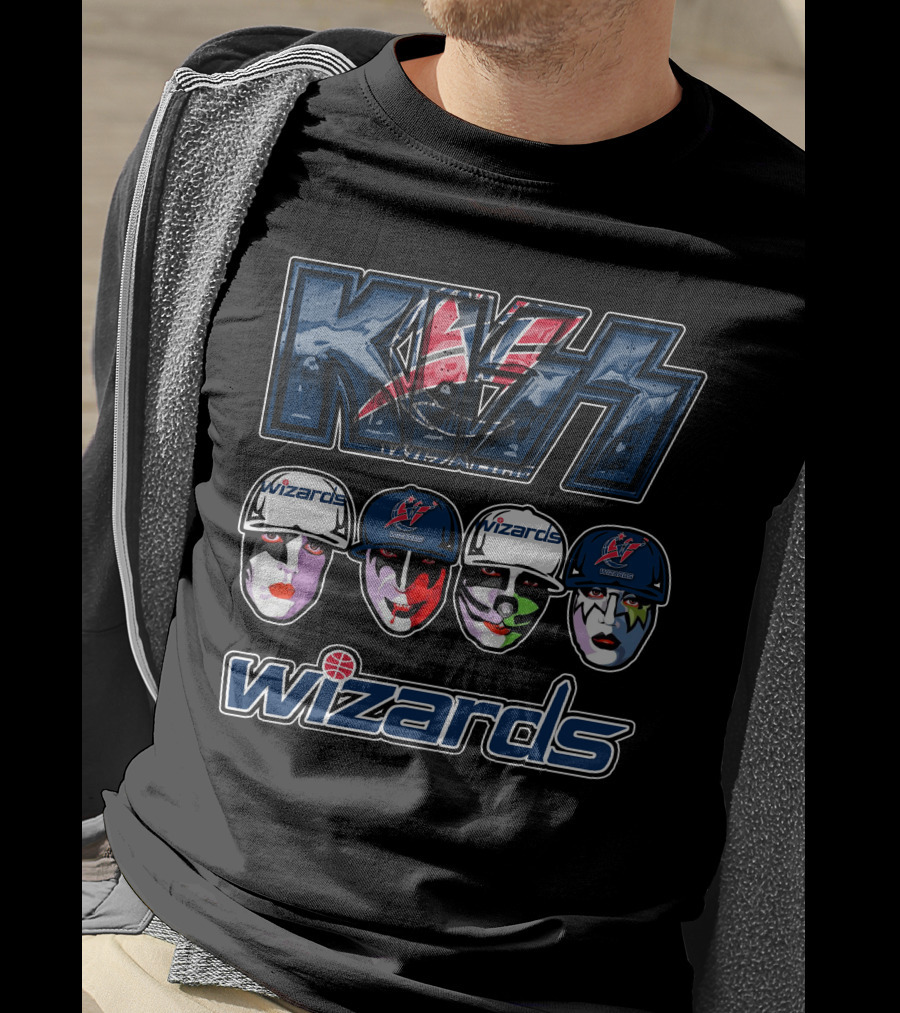 Kiss Washington Wizards Collaboration Logo Faces T-Shirt