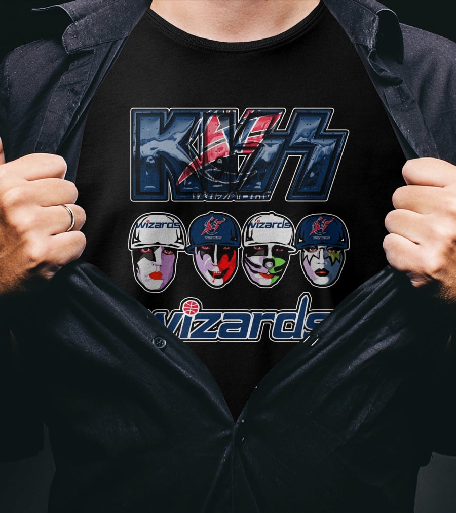 Kiss Washington Wizards Collaboration Logo Faces T-Shirt