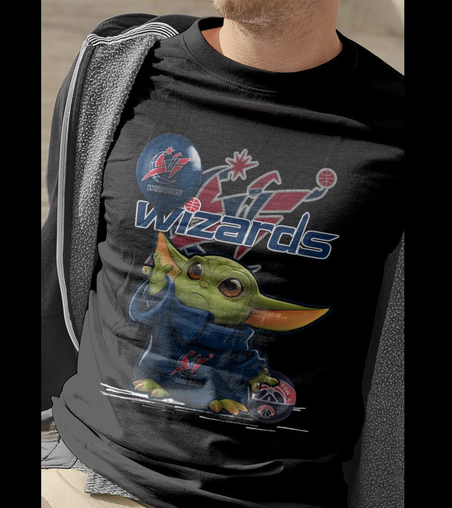 Wizards Yoda Logo Basketball Character With Washington Team Symbols T-Shirt