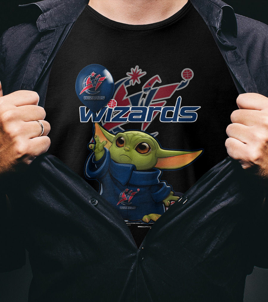 Wizards Yoda Logo Basketball Character With Washington Team Symbols T-Shirt