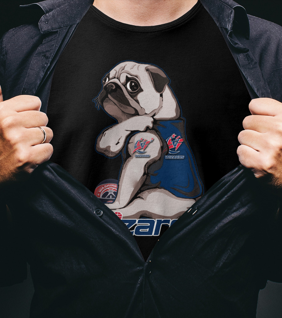 Pug With Washington Wizards Logos And Vest T-Shirt