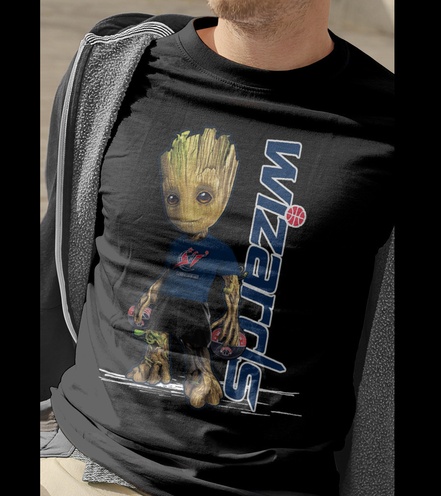 Groot Wearing Washington Wizards Jersey With Basketball Sneakers T-Shirt