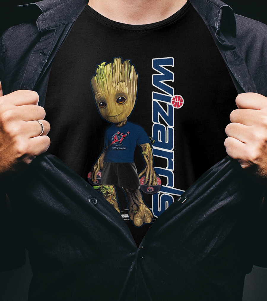 Groot Wearing Washington Wizards Jersey With Basketball Sneakers T-Shirt