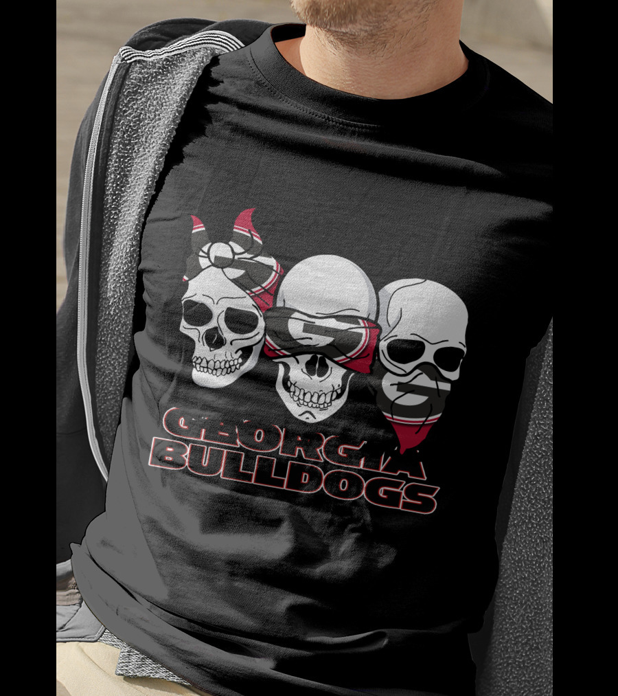 Georgia Bulldogs Three Skulls Bandana T-Shirt