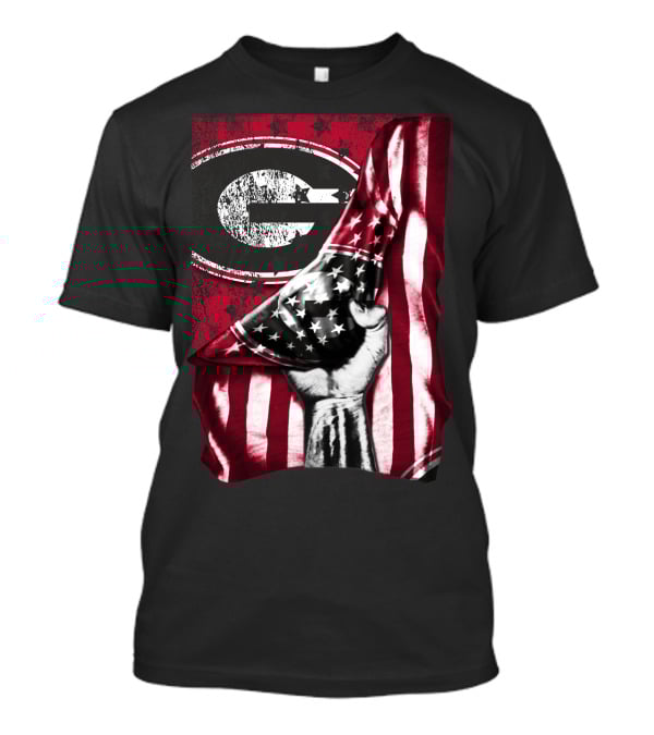 Georgia Bulldogs American Flag Hand T-Shirt