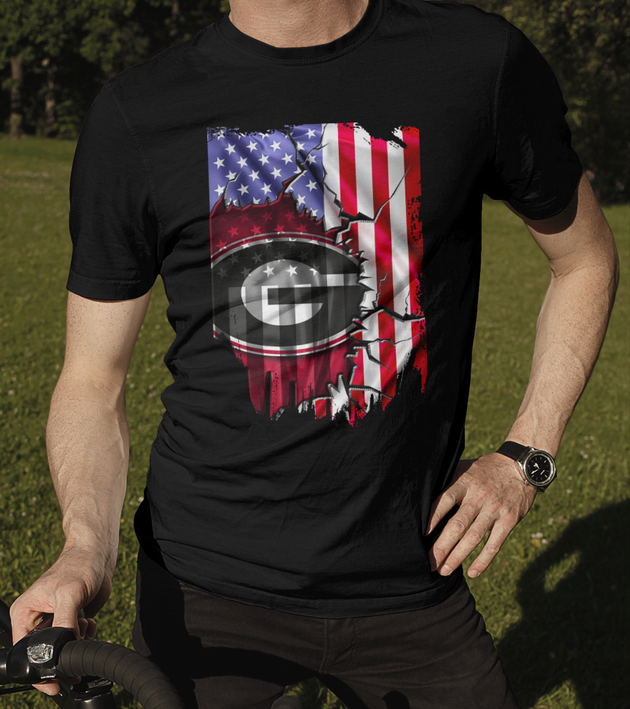 American Flag Georgia Bulldogs Logo Patriotic T-Shirt