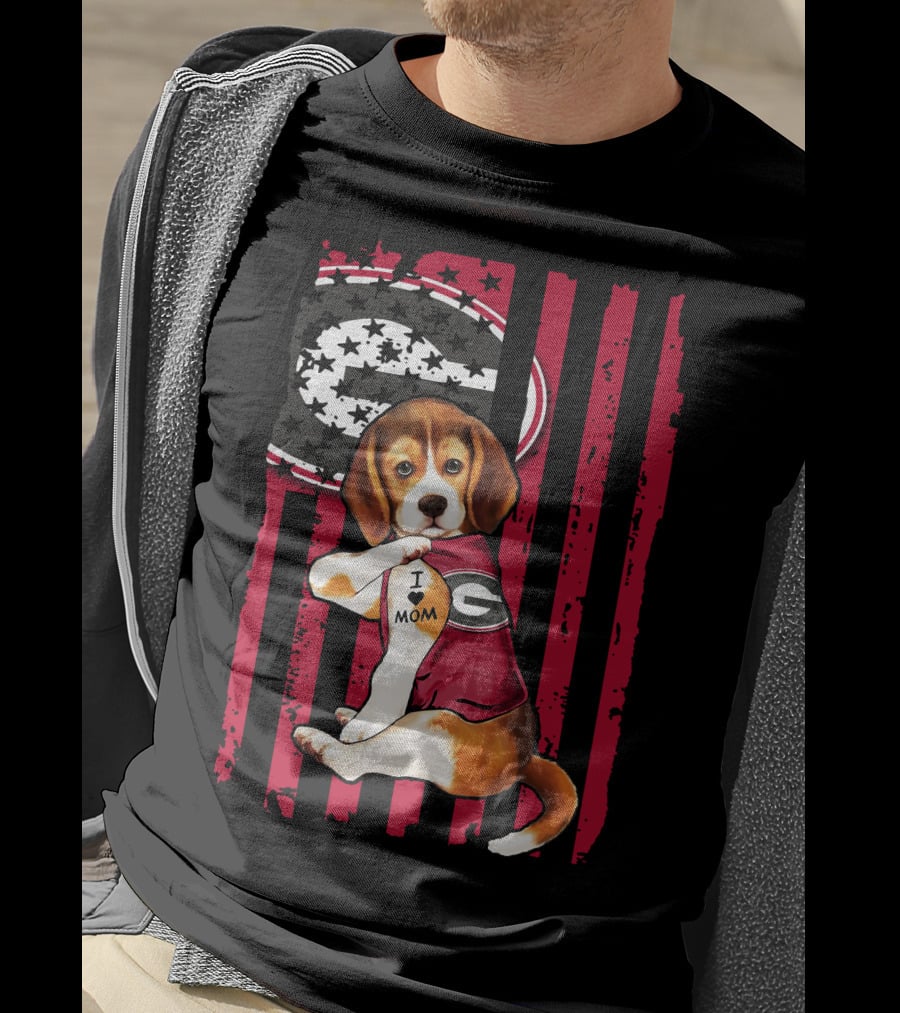 Beagle I Love Mom Georgia Bulldogs T-Shirt
