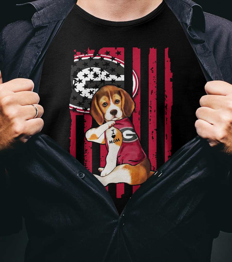 Beagle I Love Mom Georgia Bulldogs T-Shirt